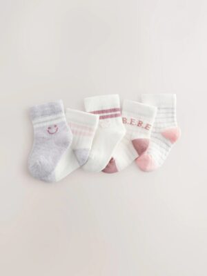 Pink Stripe Baby Socks 5 Pack