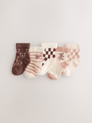 Brown Baby Socks 5 Pack