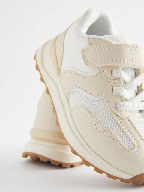 White Elastic Lace Touch Fastening Trainers