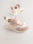 Pink Wide Fit (G) Elastic Lace Touch Fasten Trainers
