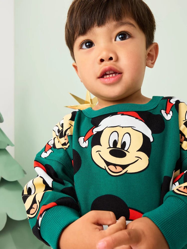 Green Christmas Mickey Mouse Crew Sweatshirt