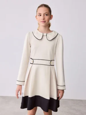 Baker by Ted Baker Bow Collar Pleated Ponte Dress