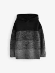 Black Ombre Colourblock Knitted Hoodie