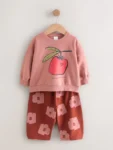 Pink/Brown Tomato Sweatshirt and Barrel Leg Joggers Set
