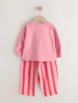 Pink Padded Cherry Long Sleeve Top and Barrel Trousers Set