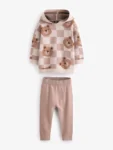 Neutral Bears Knitted Hoodie and Leggings Set