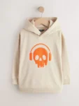 Stone Headphone Skull Older Boys Graphic Print Hoodie
