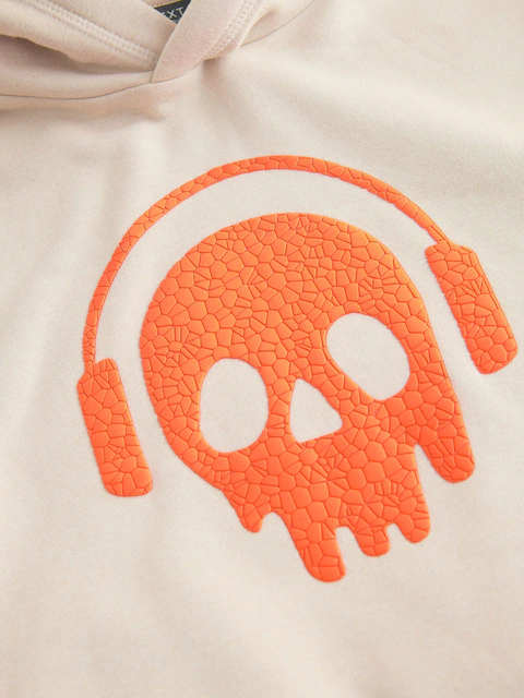 Stone Headphone Skull Older Boys Graphic Print Hoodie