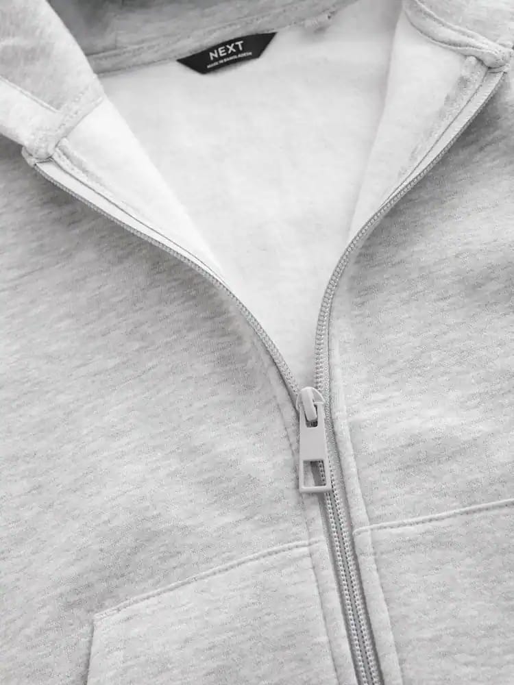 Plain Zip Through Hoodie