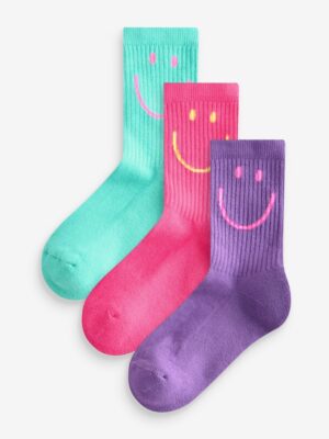 Pink, Purple and Teal Blue Character Regular Length 3 Pack Cotton Rich