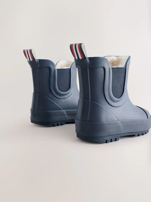 Navy Warm Lined Ankle Wellies