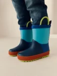 Blue Colour Block Handle Pull On Wellies