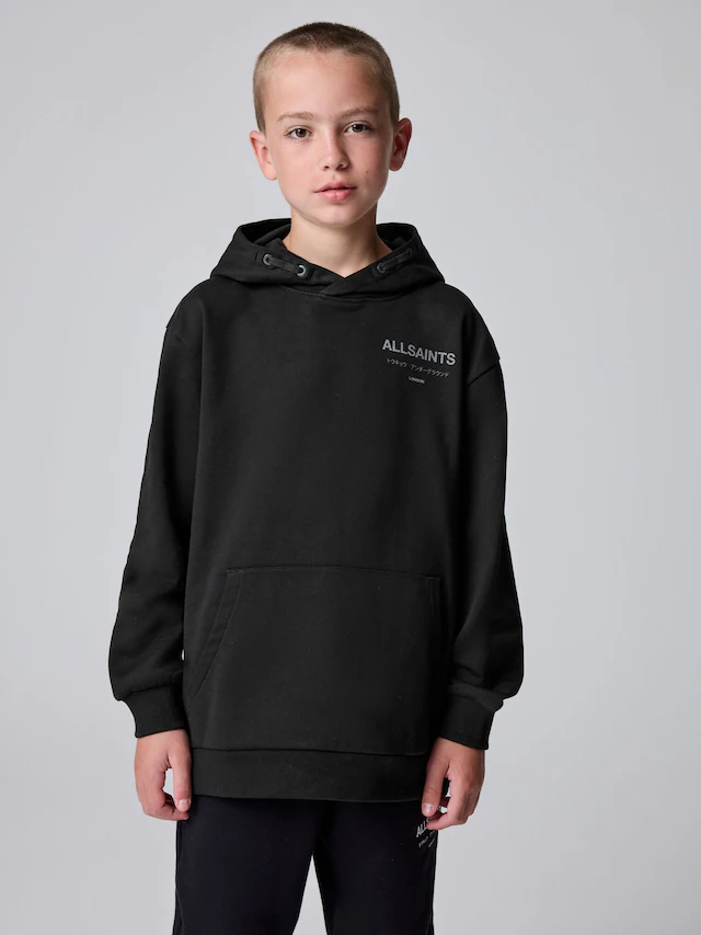 smALLSAINTS Black/Cracked Oversized Underground Pullover Hoodie