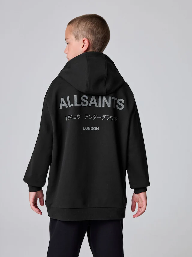 smALLSAINTS Black/Cracked Oversized Underground Pullover Hoodie