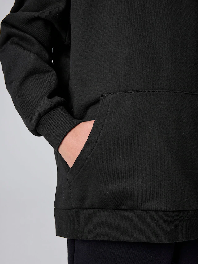 smALLSAINTS Black/Cracked Oversized Underground Pullover Hoodie