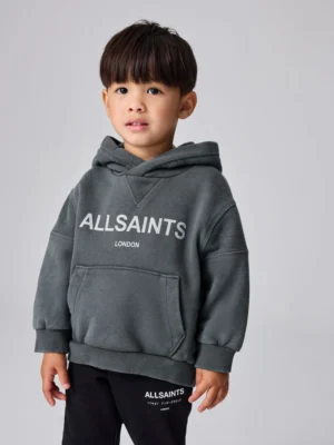 smALLSAINTS Washed Grey Logo Younger Boys Pullover Hoodie
