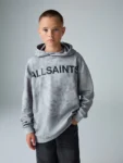 smALLSAINTS Grey Tie Dye Logo Oversized Pullover Hoodie