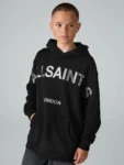 smALLSAINTS Black/Gunmetal Biggy Oversized Pullover Hoodie