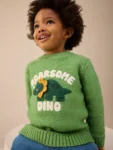 Green Dinosaur Knitted Jumper