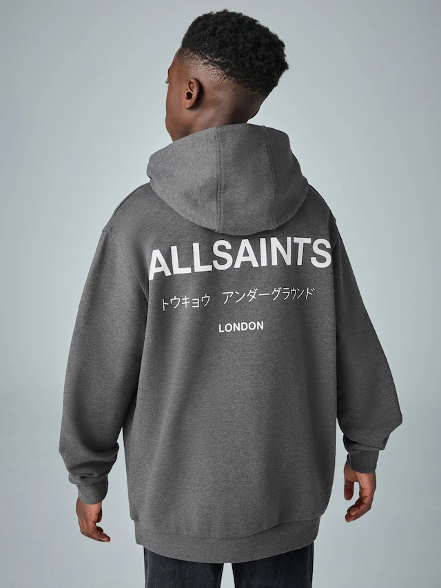 smALLSAINTS Dark Grey Marl Oversized Underground Pullover Hoodie
