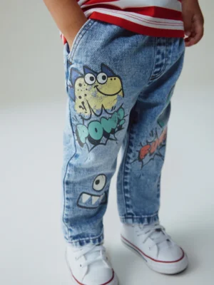 Mid Blue Denim Monster Graffiti Jeans