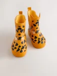 Yellow Leopard Print Ankle Wellies