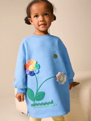 Blue Flower Relaxed Sweat Dress