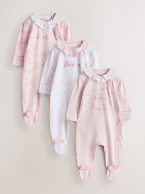 Baker by Ted Baker Pink Layette Sleepsuits 3 Pack