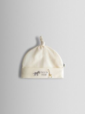 JoJo Maman Bébé Cream Born in 2026 Embroidered Hat