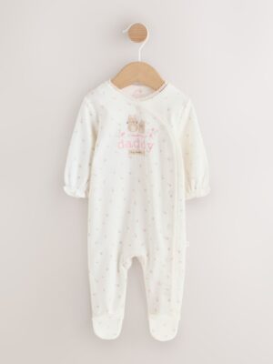Ecru White Daddy Family Baby Sleepsuit