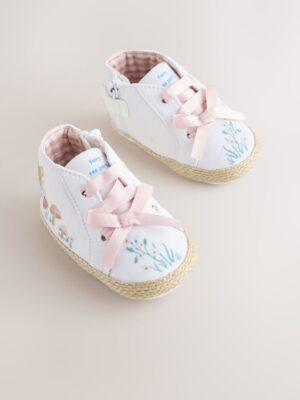 White/Pink Character Baby High Top Trainers