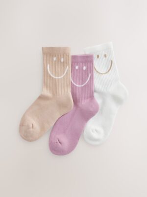 Purple, White and Neutral Regular Length 3 Pack Cotton Rich Cushioned