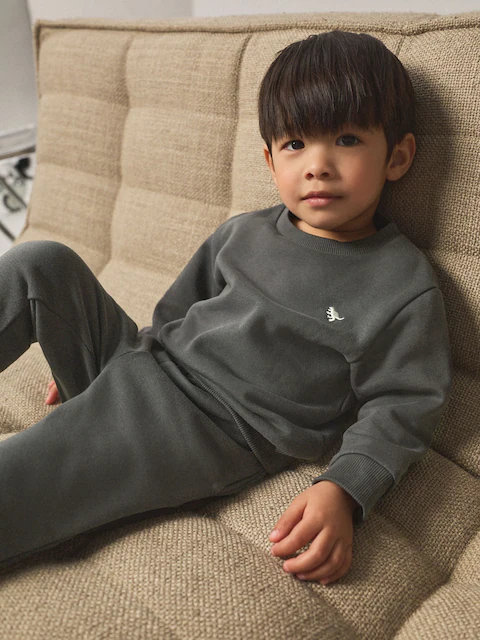 Charcoal Grey Logo Sweatshirt And Joggers Set