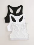 Black/White/Grey Racer Back Crop Tops 3 Pack