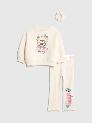 River Island Pink Iconic Bear Sweatshirt & Leggings 3 Piece Set