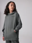 smALLSAINTS Charcoal Grey Oversized Underground Pullover Hoodie