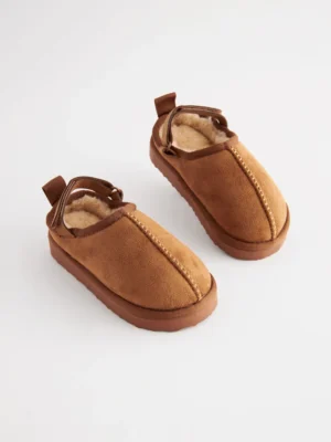 Tan Brown Cosy Slipper Mules