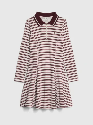 River Island Red Long Sleeve Stripe Polo Dress
