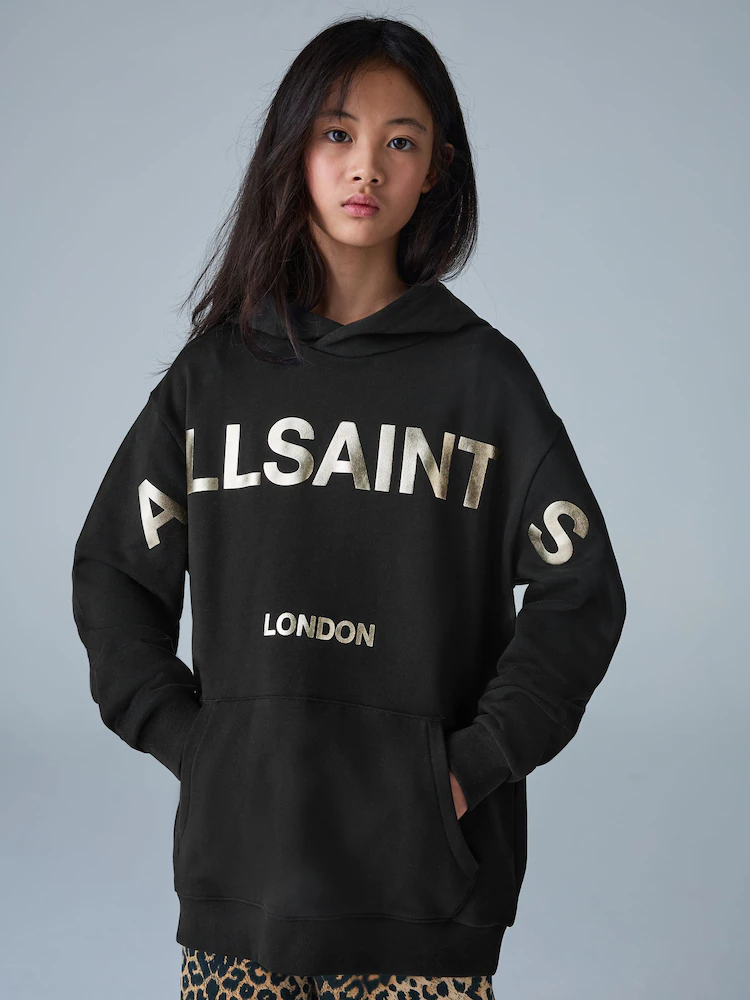 smALLSAINTS Black/Gold Biggy Oversized Pullover Hoodie