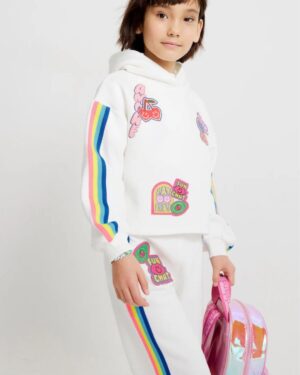 River Island White Badge Hoodie & Jogger Set