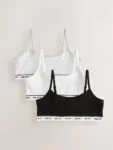 Grey/Black/White Strappy Crop Tops 3 Pack