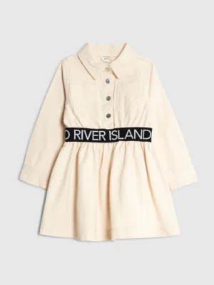 River Island Cream Waist Band Denim Dress