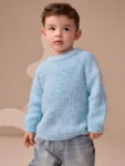 Blue Knitted Crew Neck Jumper