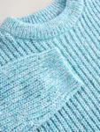 Blue Knitted Crew Neck Jumper