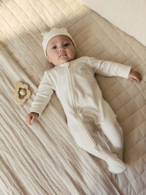 Neutral Im New Here Sleepsuit And Hat Set