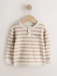 Neutral Bear Knitted Henley Jumper