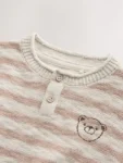 Neutral Bear Knitted Henley Jumper