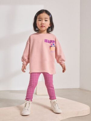 Pink Bunny Long Sleeve Top and Leggings Set