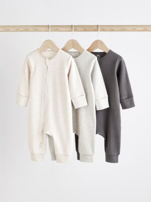 Neutral Baby Footless 2 Way Zip 100% Cotton Sleepsuits 3 Pack