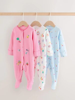 Pink Baby Sleepsuit 3 Pack